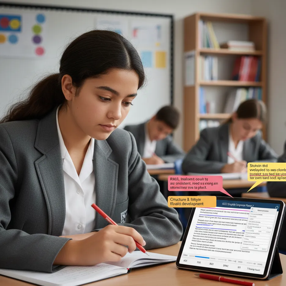 GCSE student receiving AI marking feedback