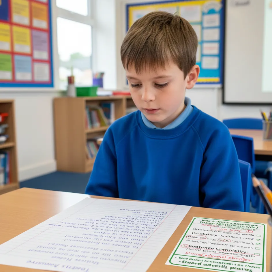 KS2 student practising writing assessment